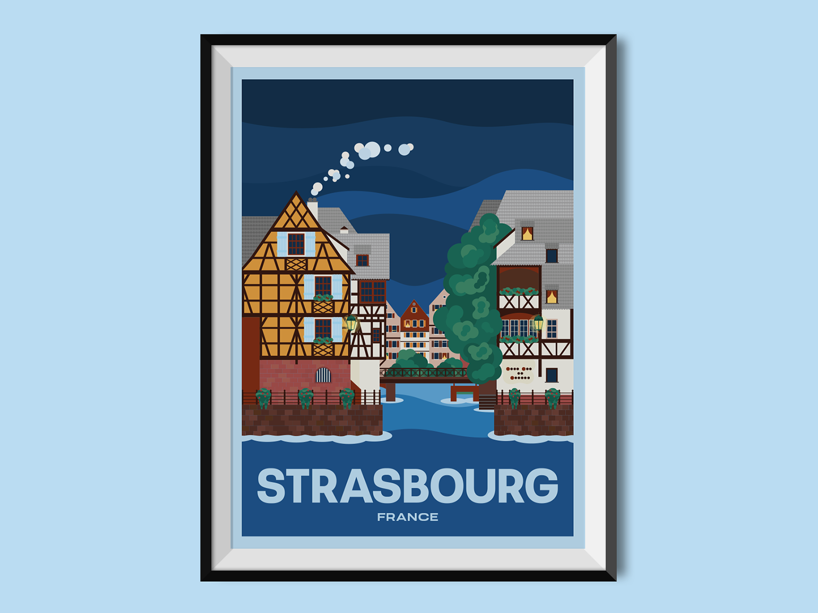 Strasbourg architecture france holiday journey old town sight travel travel poster unesco
