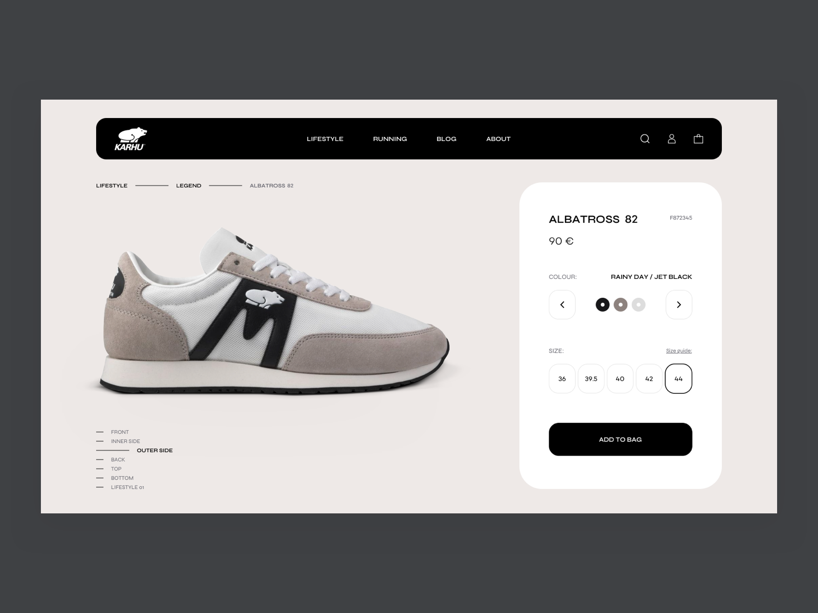 Karhu - Product Page Concept clean design e commerce fashion leisure minimalistic new product shoes shopify sneakers sport style ui ux web