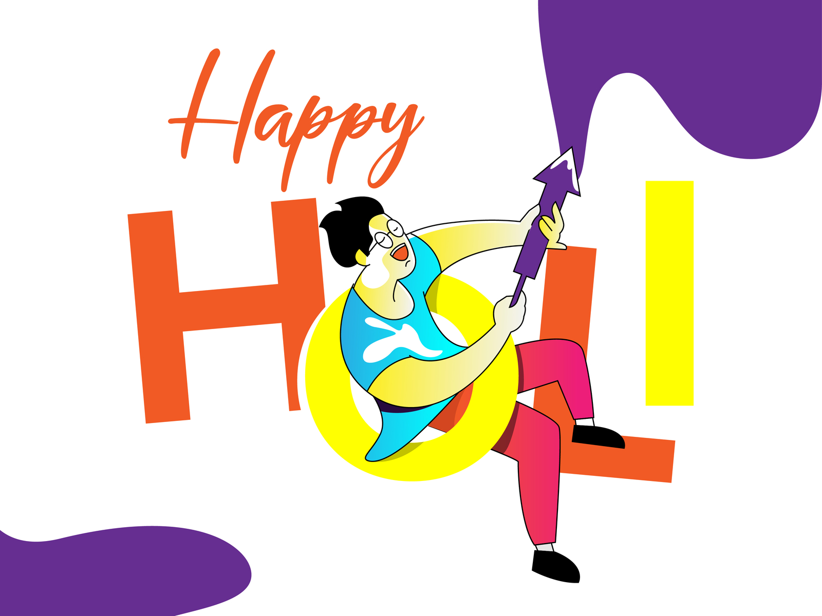 Happy holi design holi illustration motion