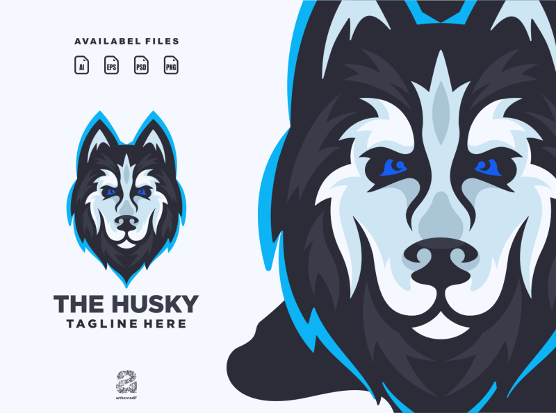 siberian husky animation branding cartoon design dog flat illustration logo typography ui ux vector