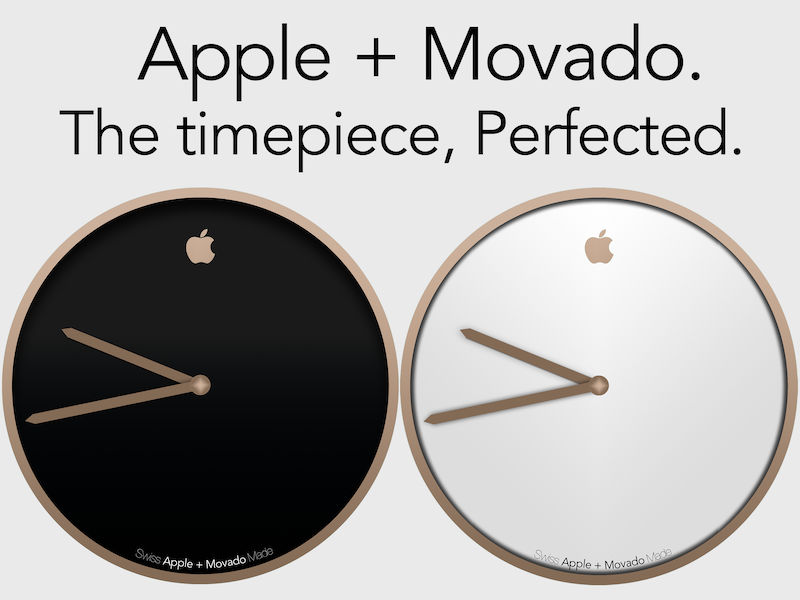 Apple + Movado Champagne Watch Advertisement chronograph gold hands minimalist old retro typography watch