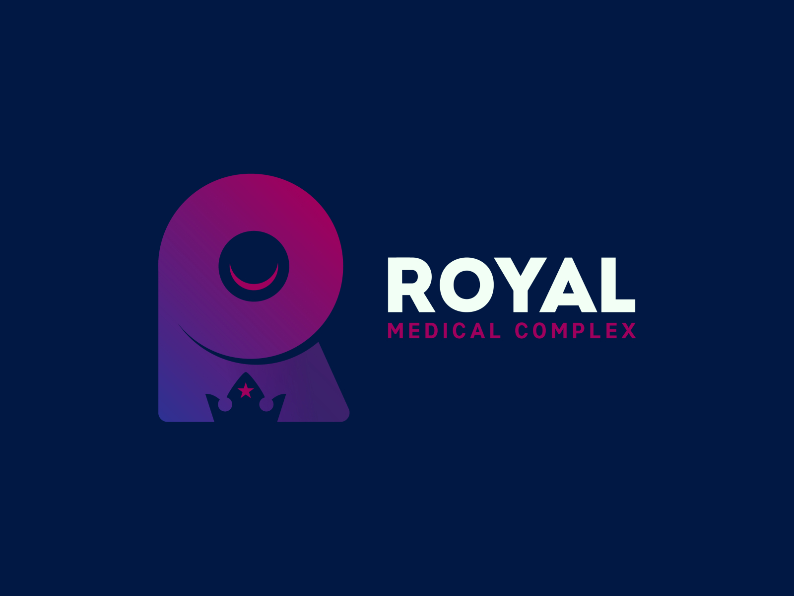 Royal Medical Complex logo branding crown design icon lettermark logo mark medical minimal monogram royalty symbol vector