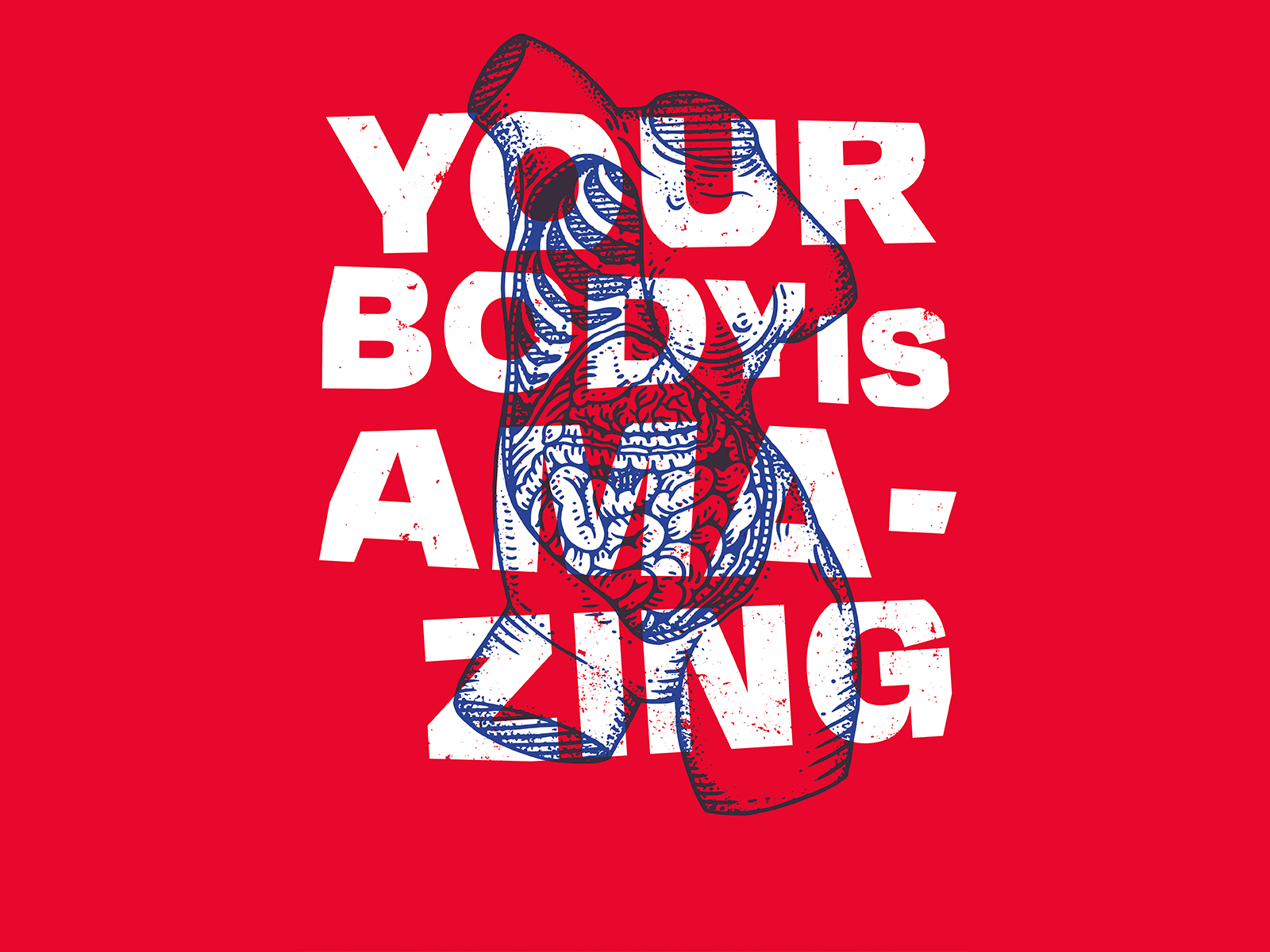 Give your body what it deserves blue digitaldrawing drawing fitness health illustration line muti red texture type typedesign typography virginactive wacomart white