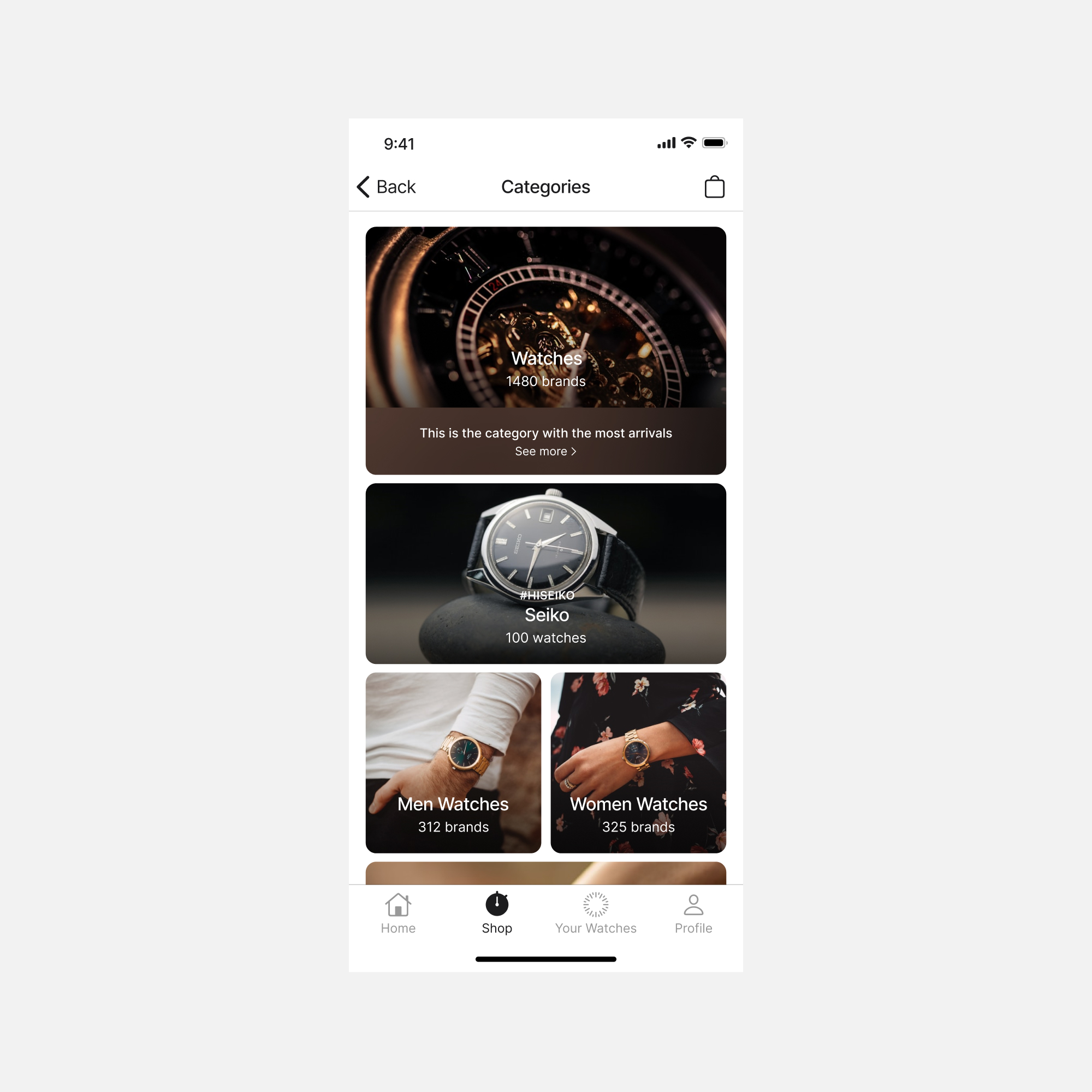 Categories app app design categories design interface shop ui ux watch watches