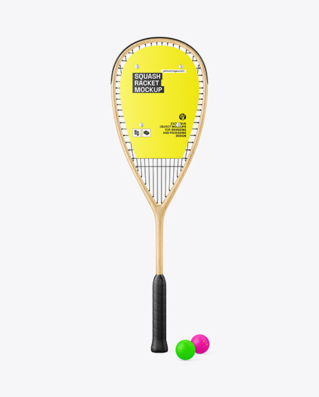 Download Squash Wooden Racket & Balls Mockup PSD mockup kit
