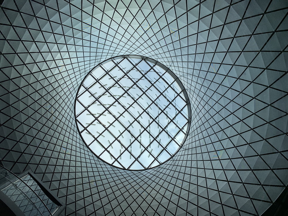 low angle view of modern geometric ceiling