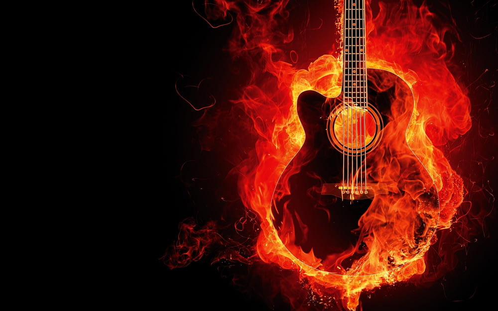 carta da parati digitale chitarra fiammeggiante