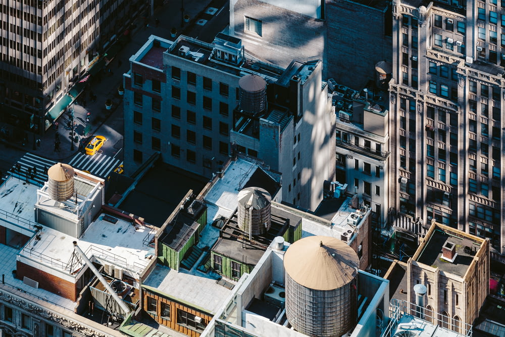 aerial photography of buildings inside city