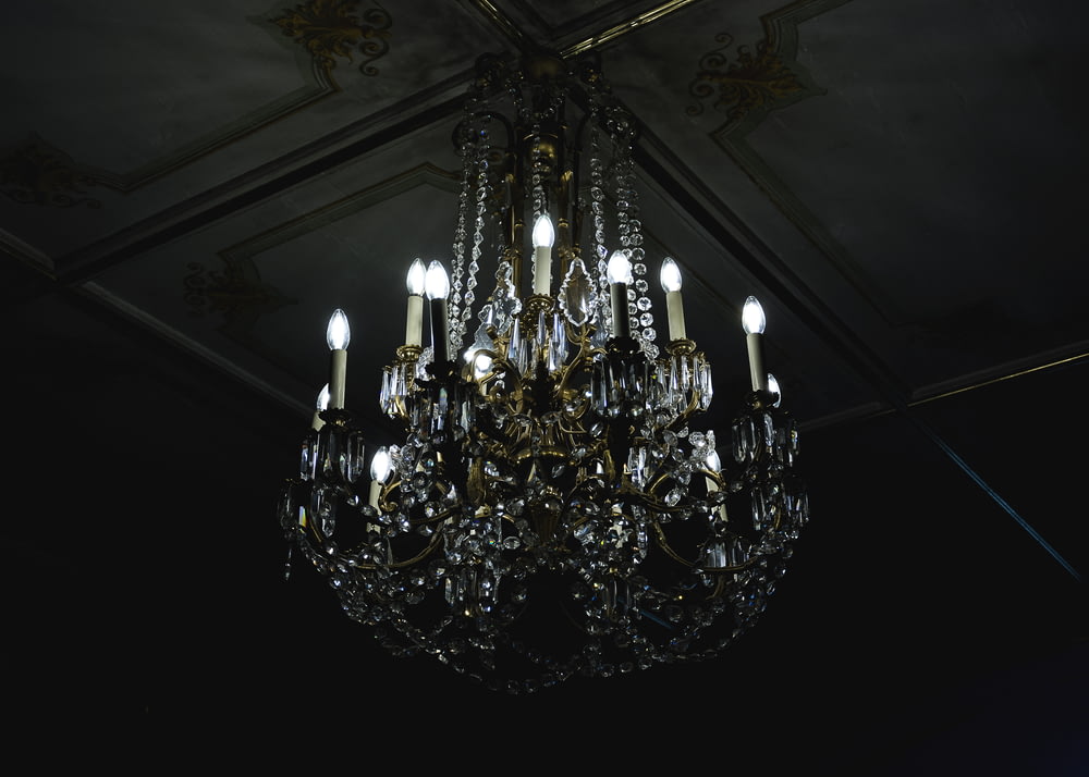 lighted crystal uplight chandelier
