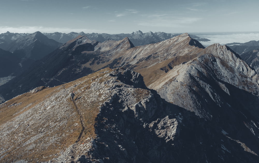 aerial photography of mountains