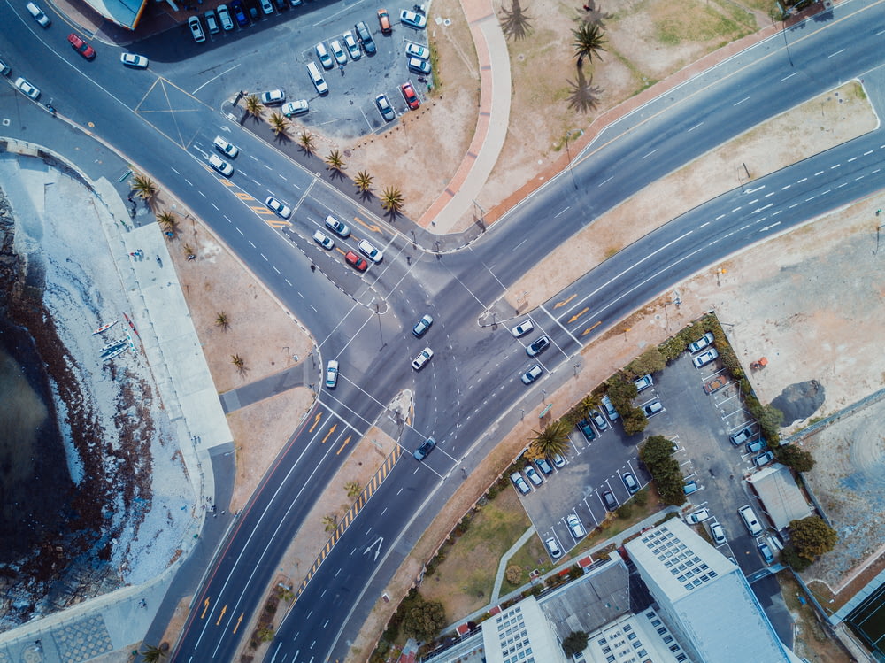 aerial photography of vehicular road