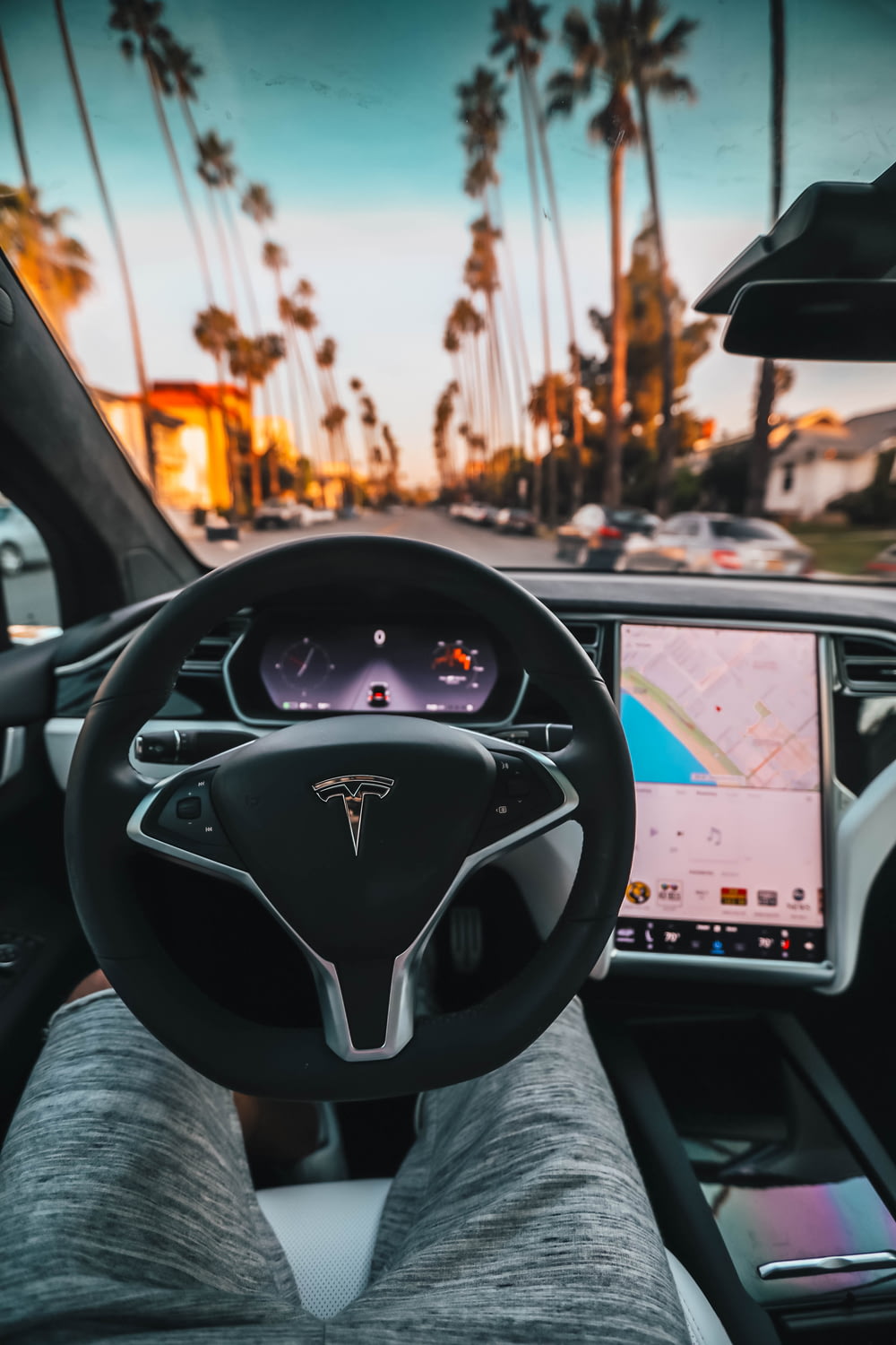 vista interior do carro Tesla