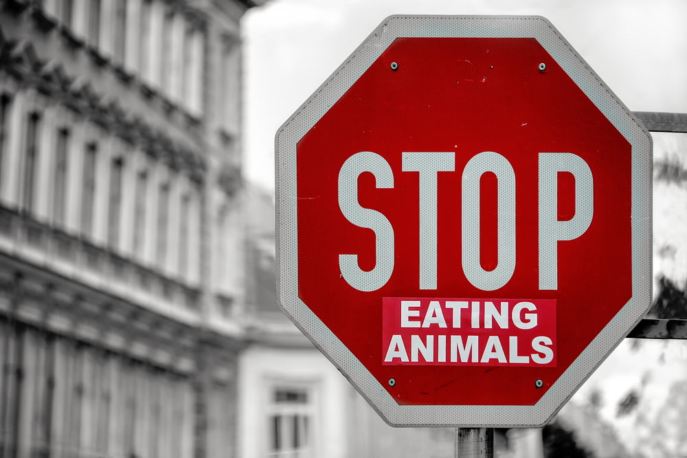 color selectivo de la señalización de dejar de comer animales
