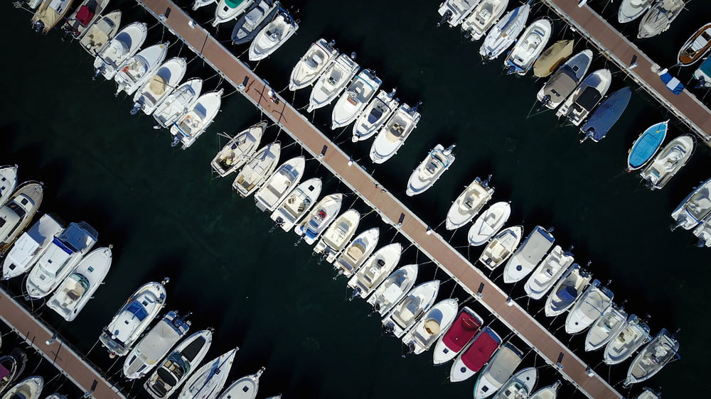 aerial view of boats anchorage in port
