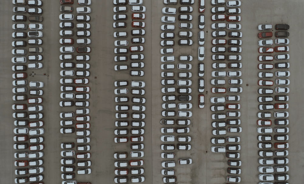 aerial photography of cars
