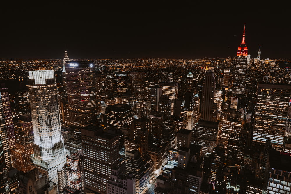 aerial photo of Empire State building during nighttime