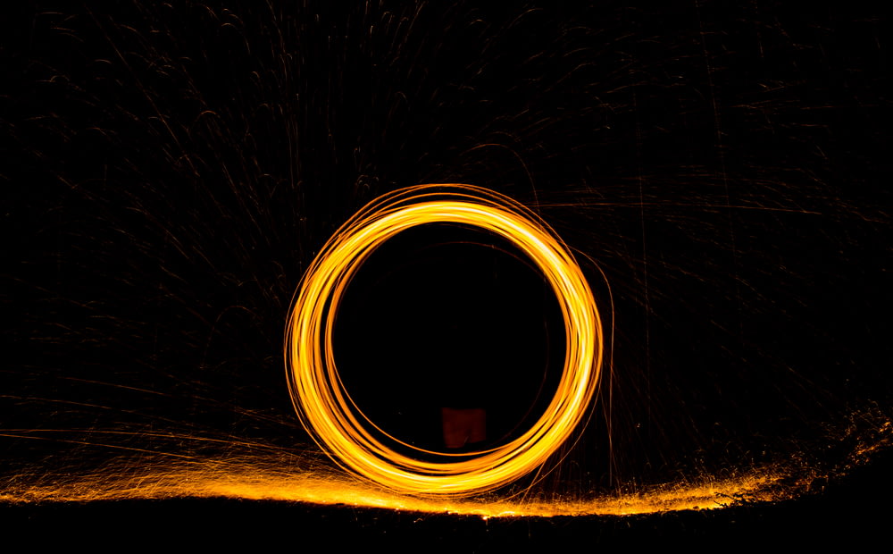steel wool photography during nighttime