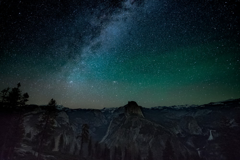 milky way on top of mountains
