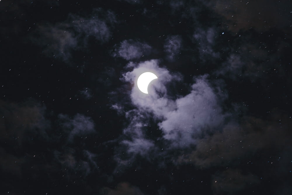 full moon hiding on a cloud