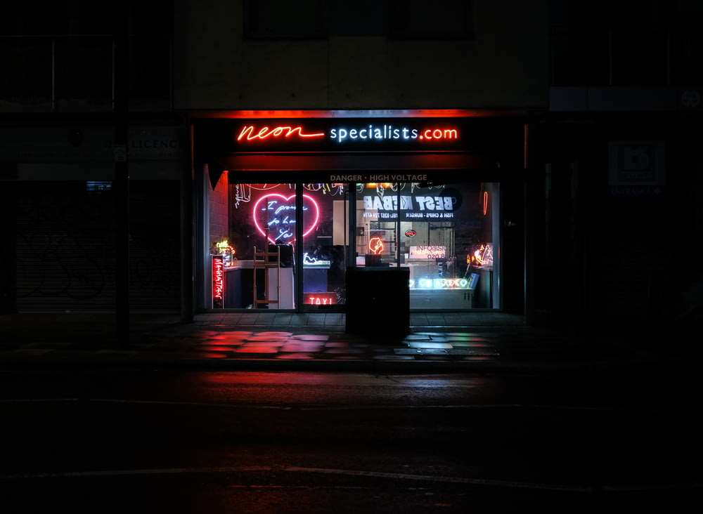 Neon specialist. com store front during night time