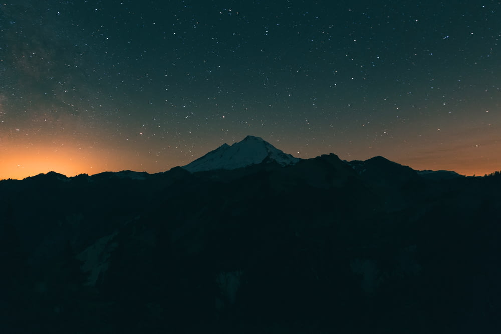 mountains under starry night