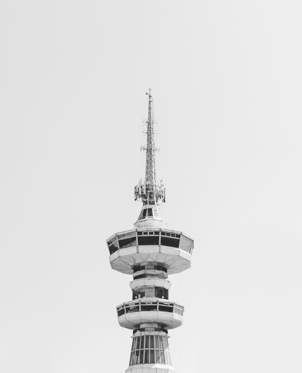 top view of tower against white background