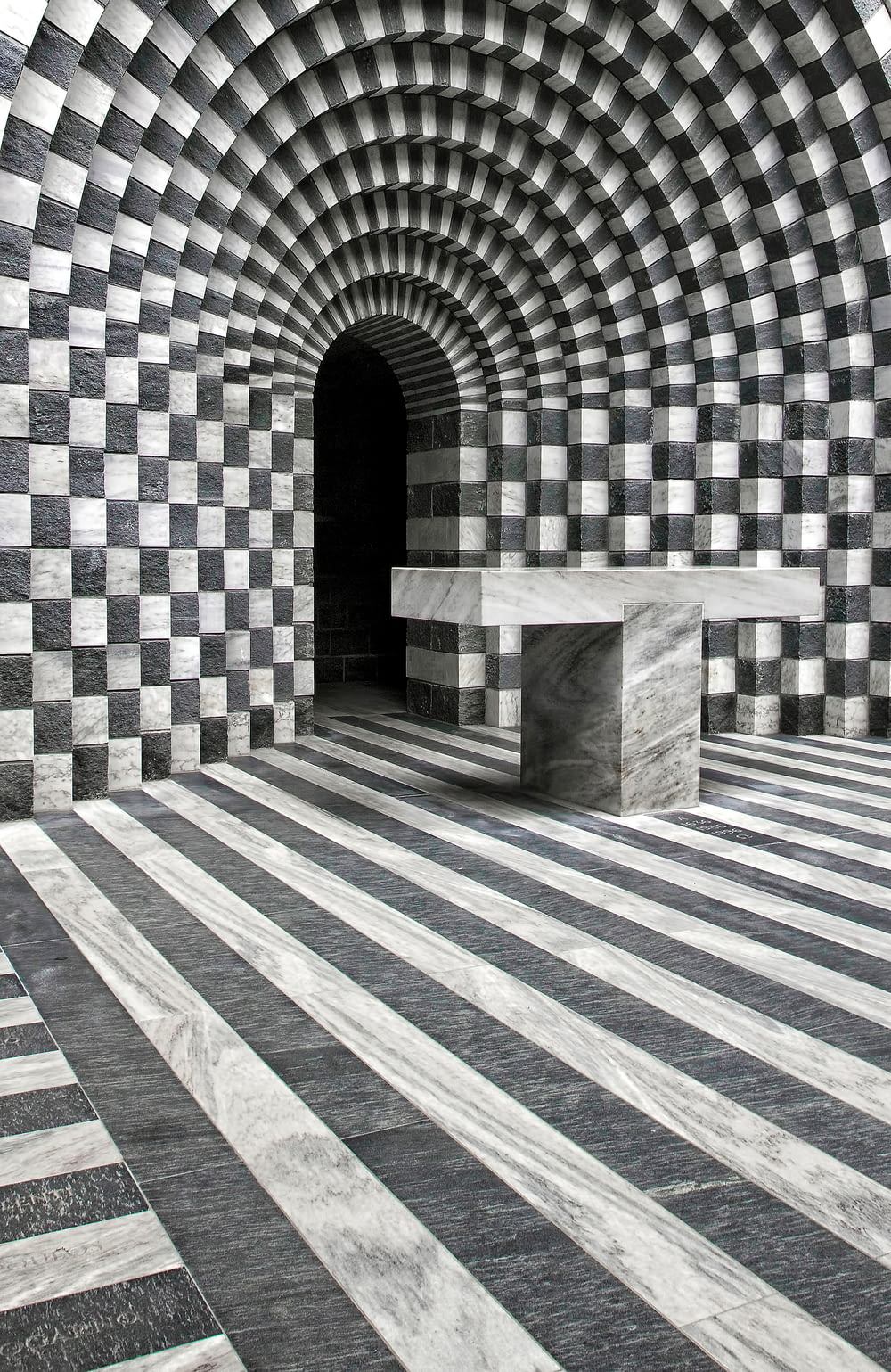 black and gray illusion wall