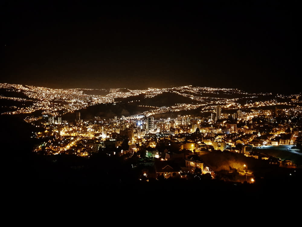 aerial photography of city at night