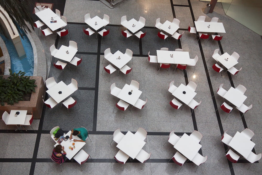 aerial photography of dinette set inside hall