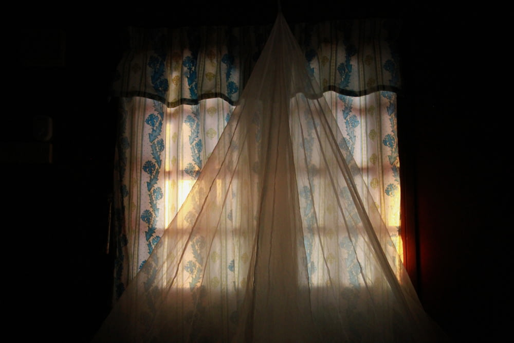 white curtain on window