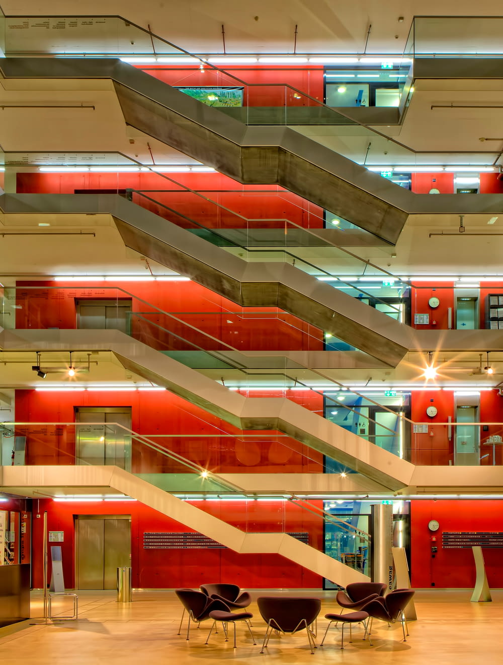 red and white building interior