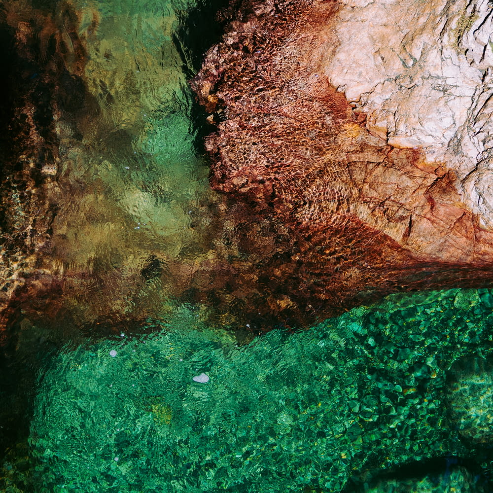 fotografia aerea di specchio d'acqua e roccia