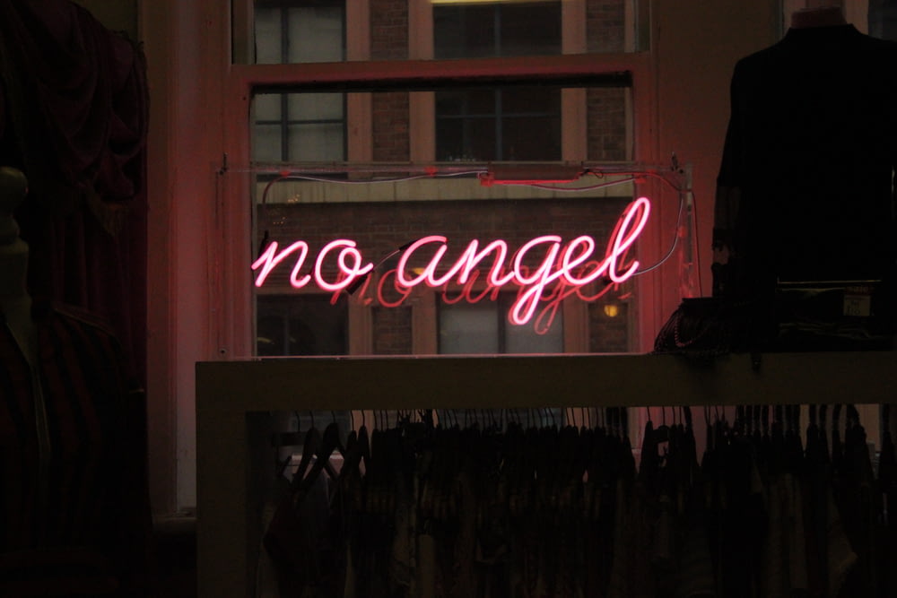 no angel neon signage