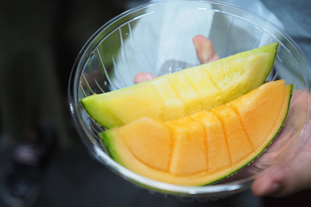 two slices of melon fruits