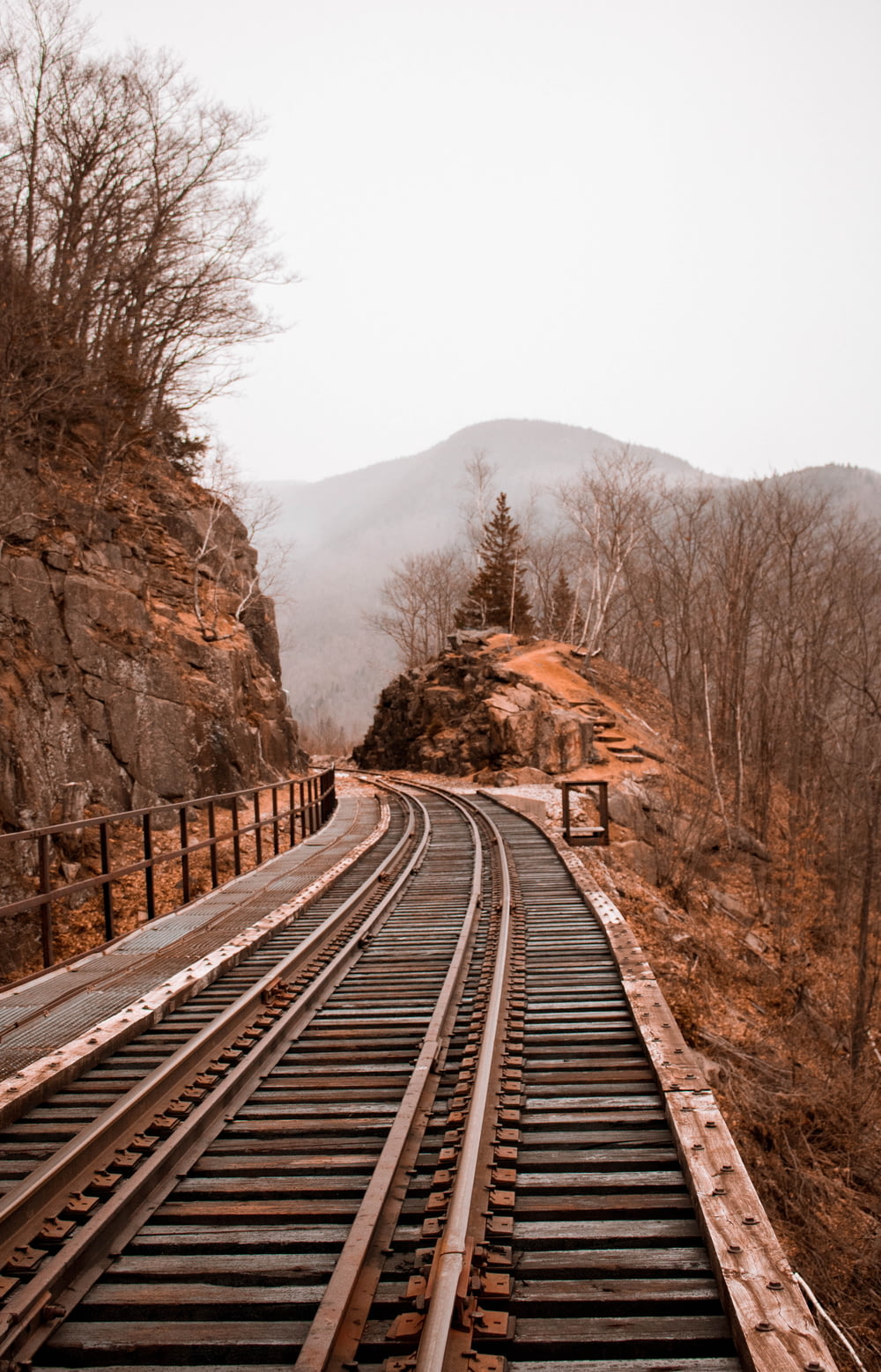 Rieles de tren marrones y grises entre Rock Hill y Cliff