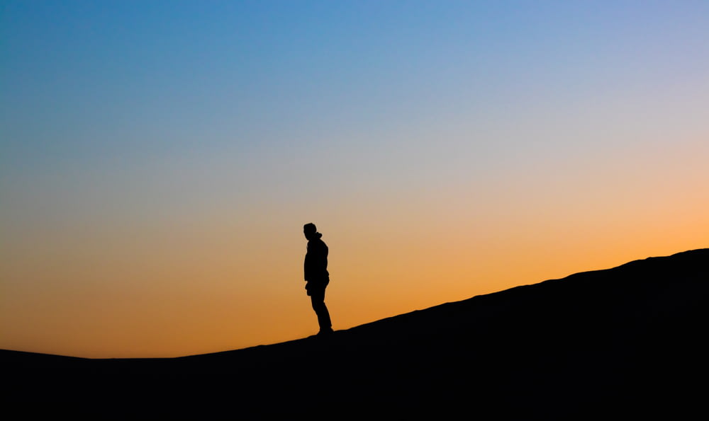 man's silhouette photo during golden hour