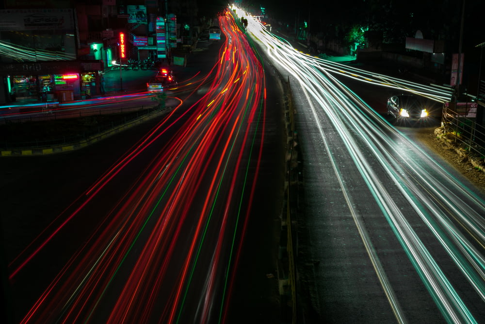 time lapse photography of street road
