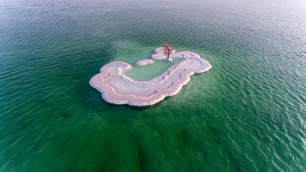 white island surrounded by water
