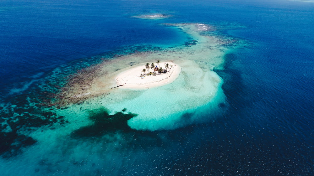 aerial photography of blue island