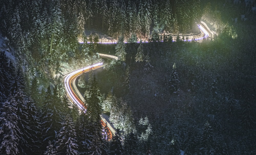 time-lapse photography of mountain pass