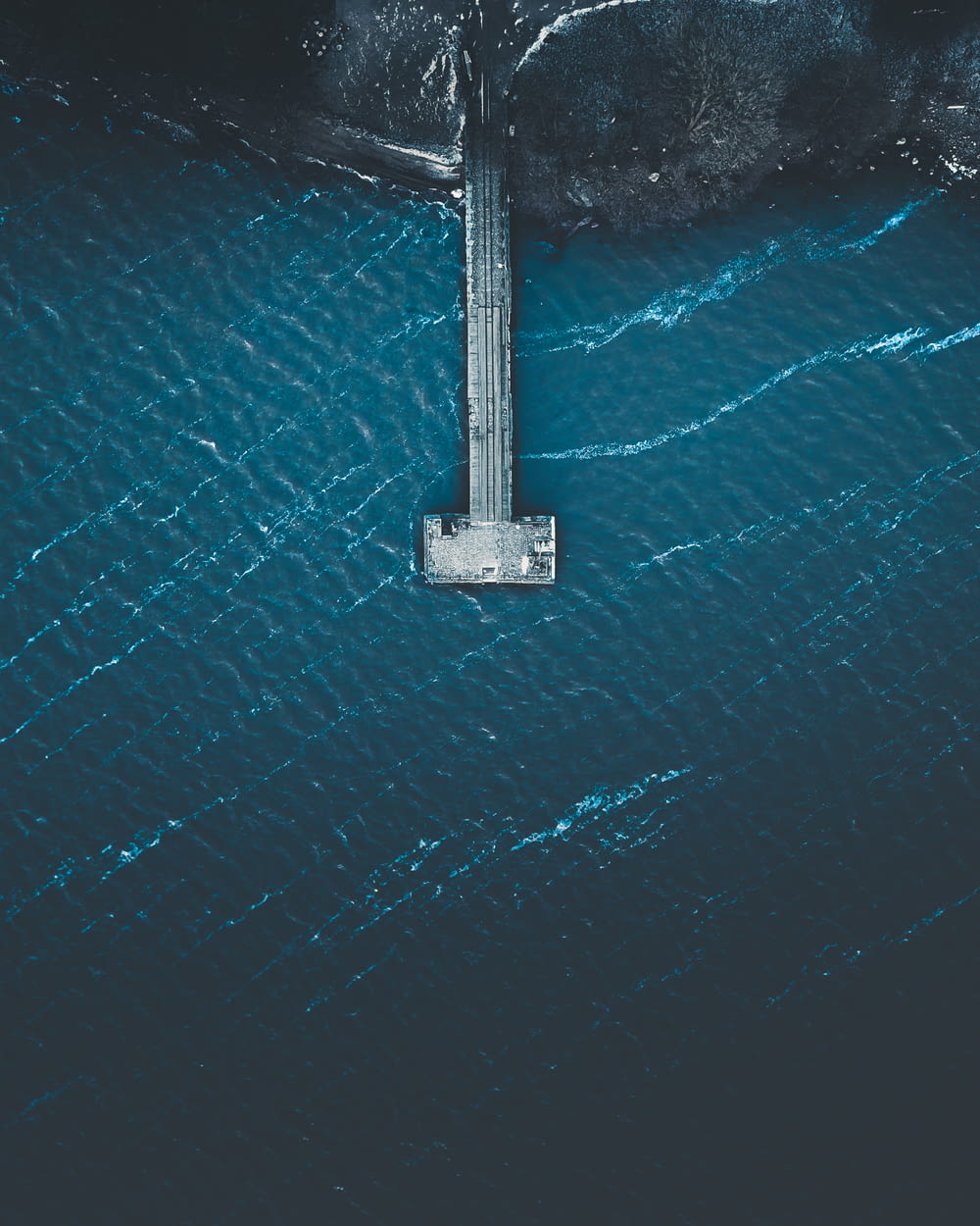 aerial photo of pier