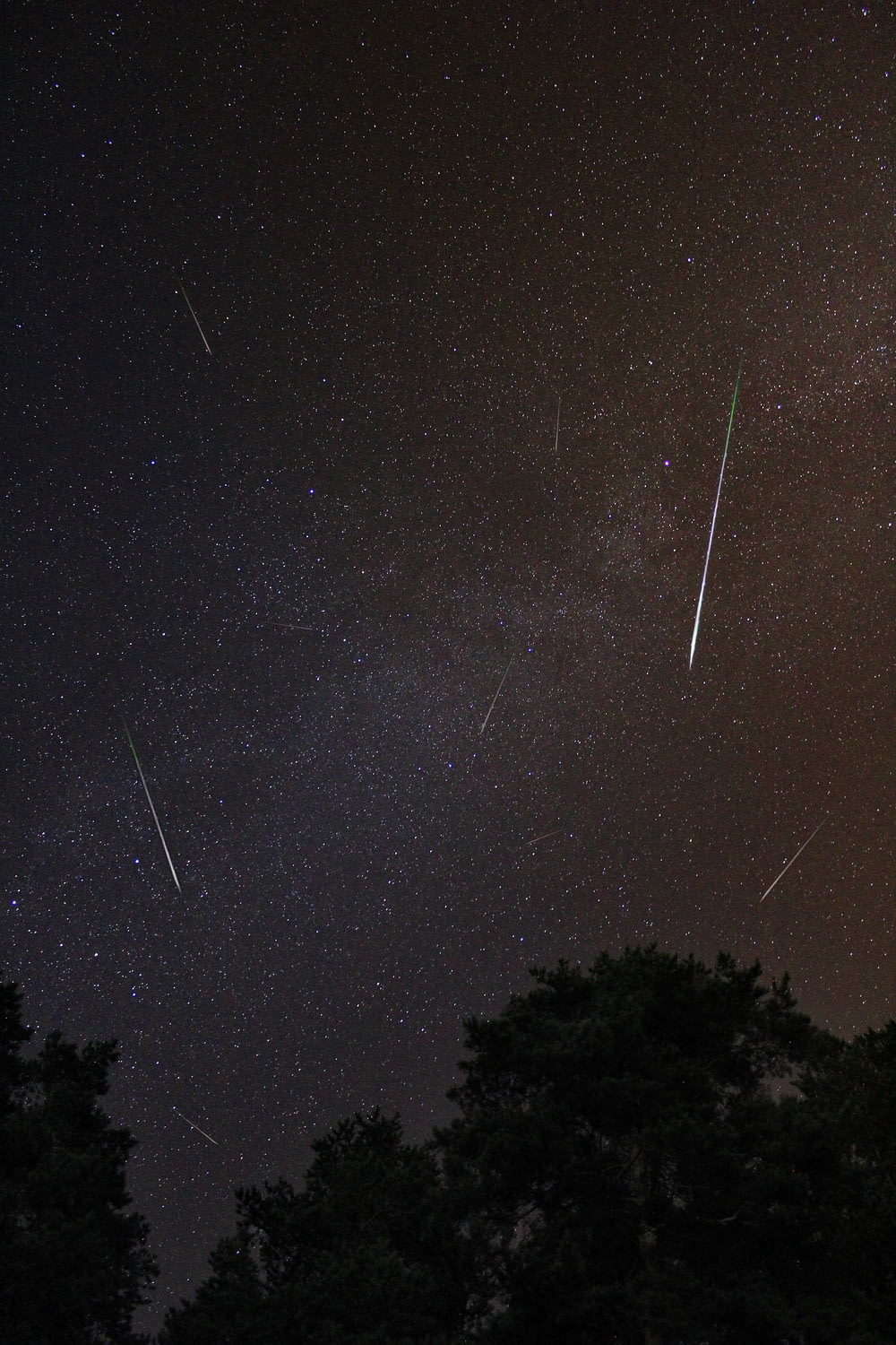 pioggia di meteoriti sul cielo durante la notte
