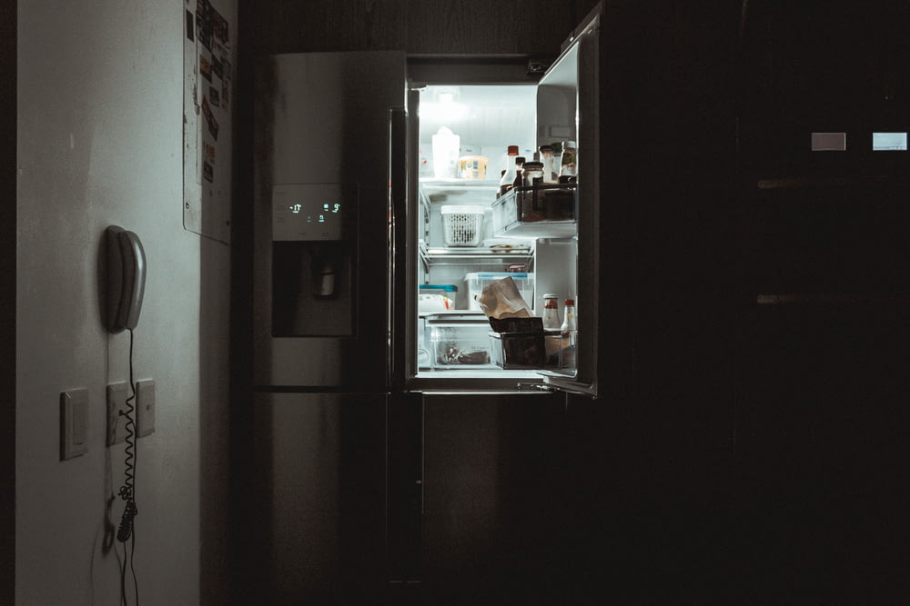 réfrigérateur argenté à portes françaises