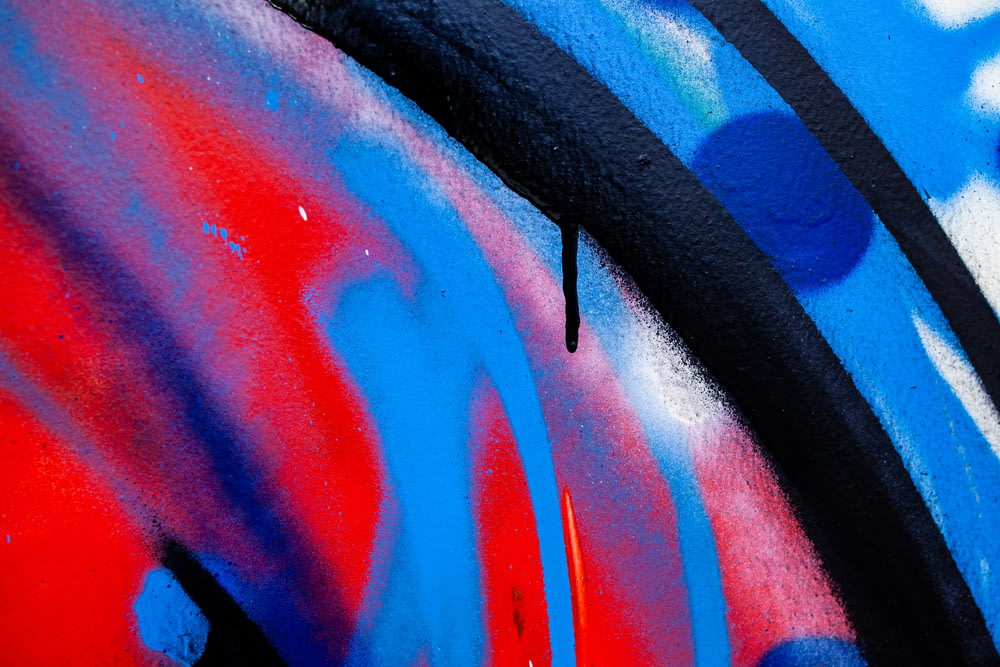 blue, red, and black paint