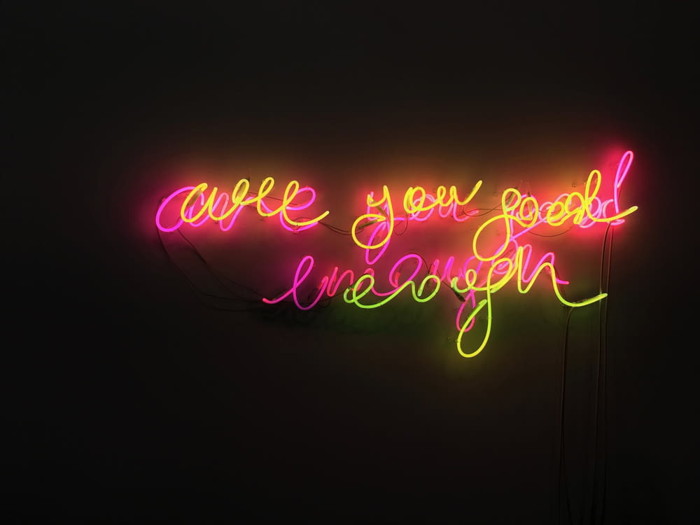 yellow and pink neon sign light