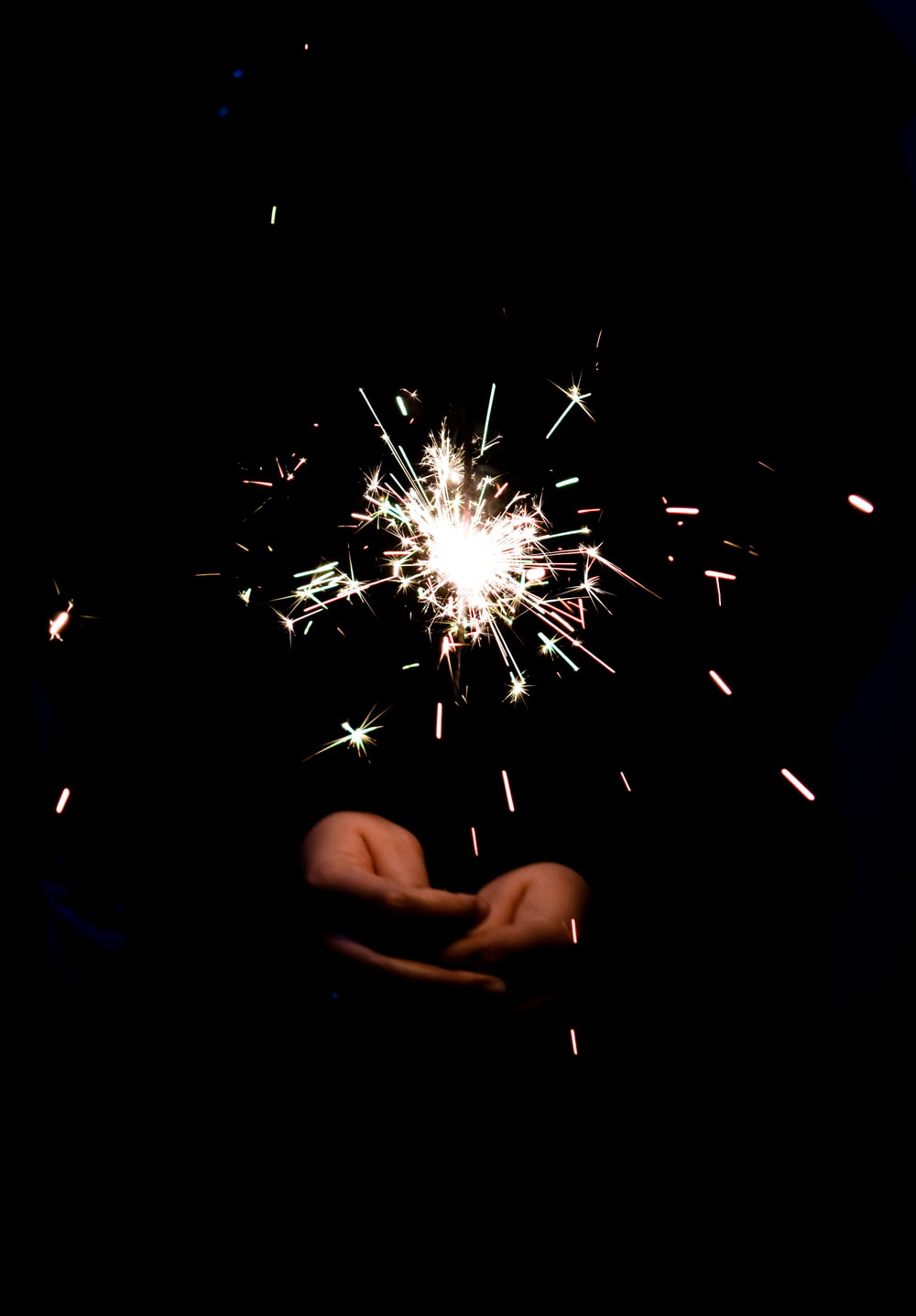 person holding sparkles