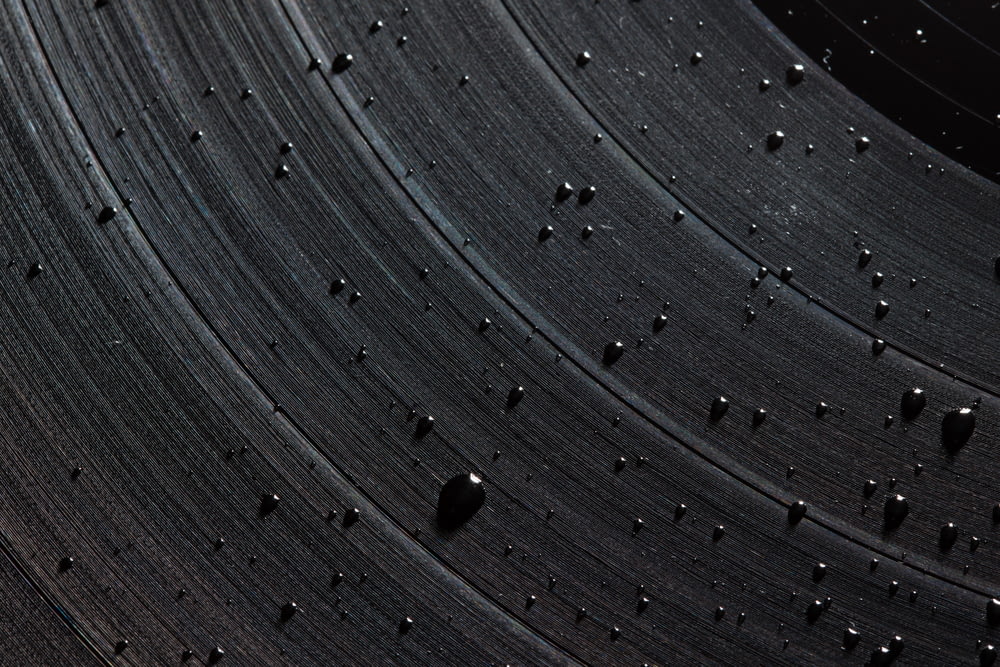 droplets on vinyl disc close-up photography