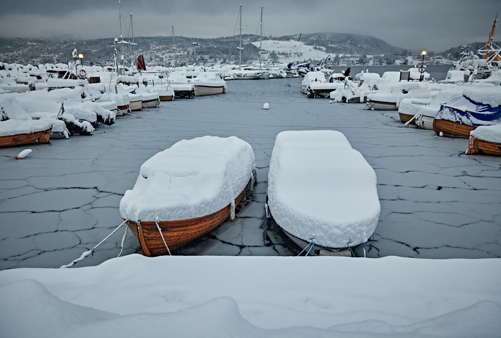 boat cover with snow photography
