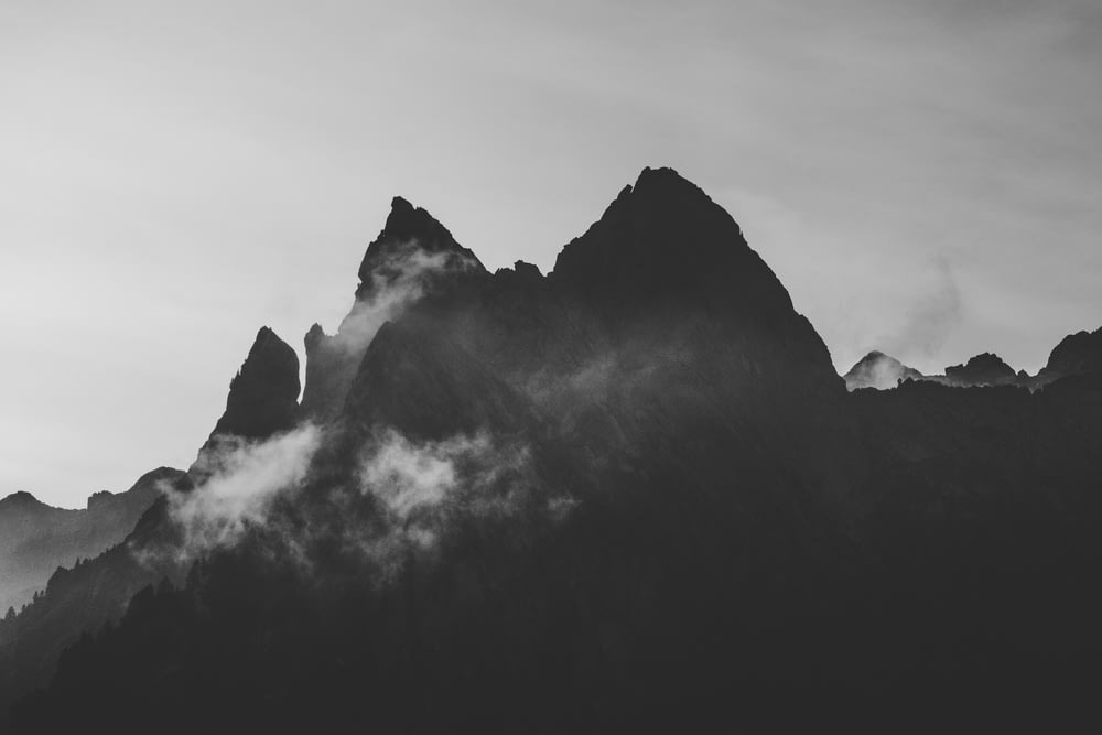 silhouette of pointed mountain