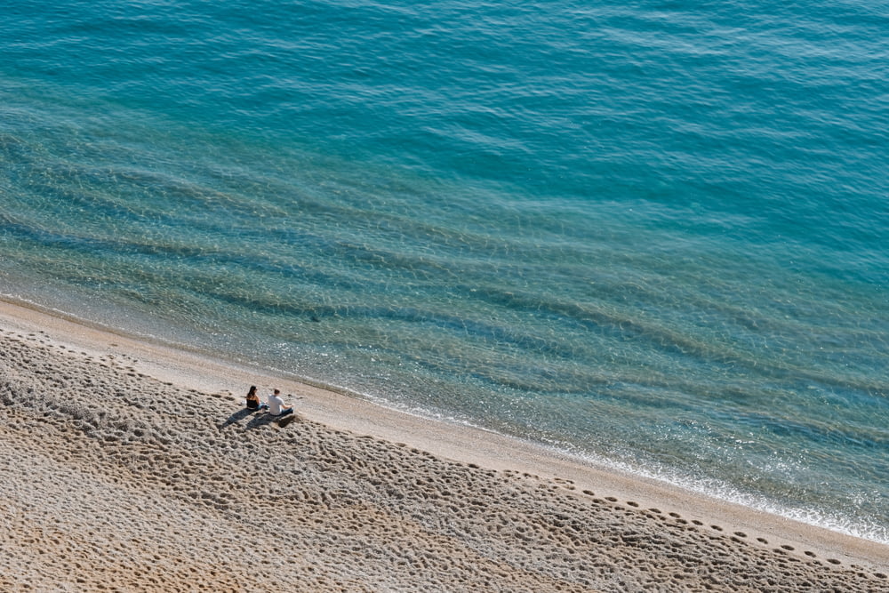 due persone sedute sulla riva